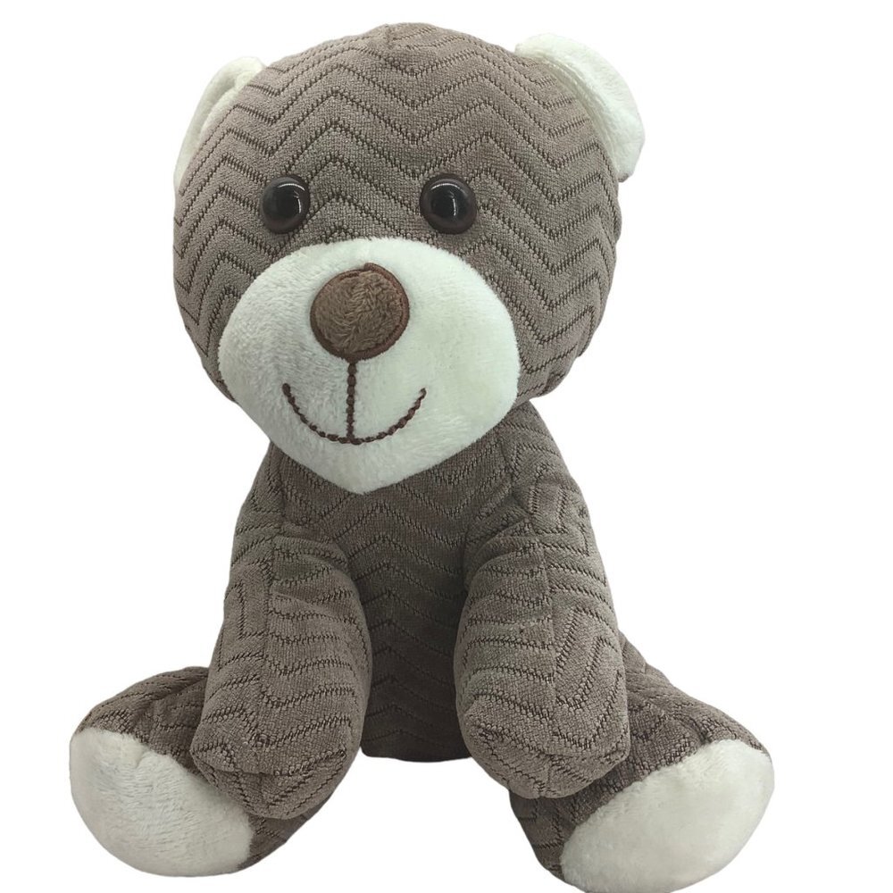 Hugfun Teddy Bear‎ Plush Stuffed Animal Toy Zig Zag Texture Brown 9" Sitting